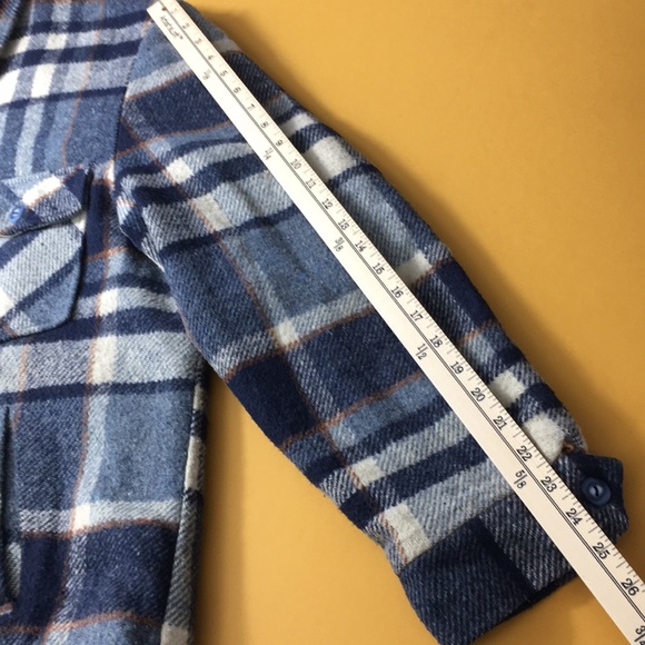 Vintage Outerwear From Sears Blue Plaid Heavy Coat - Picture 12 of 13